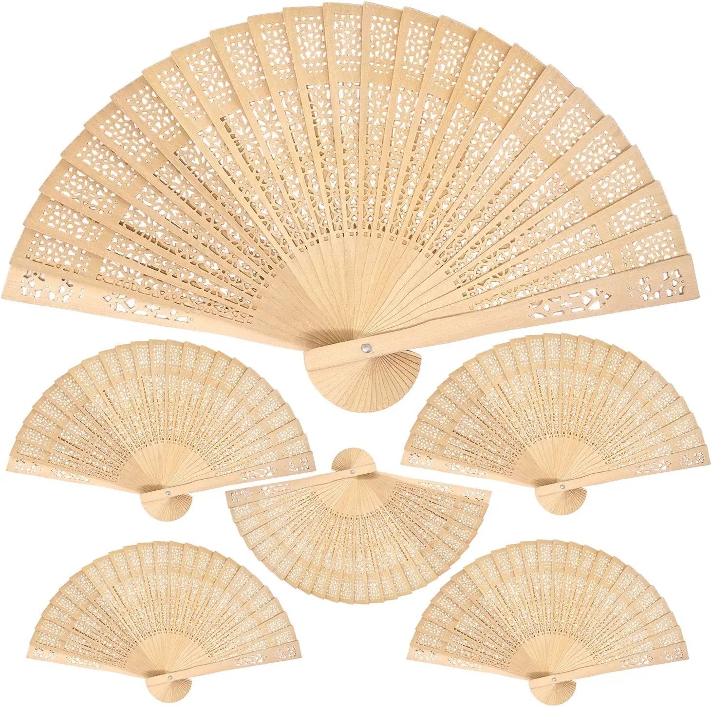 Classic Handcrafted Wooden Fan with Floral Design