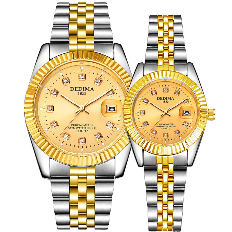 Classic Stainless Steel Quartz Watch with Calendar