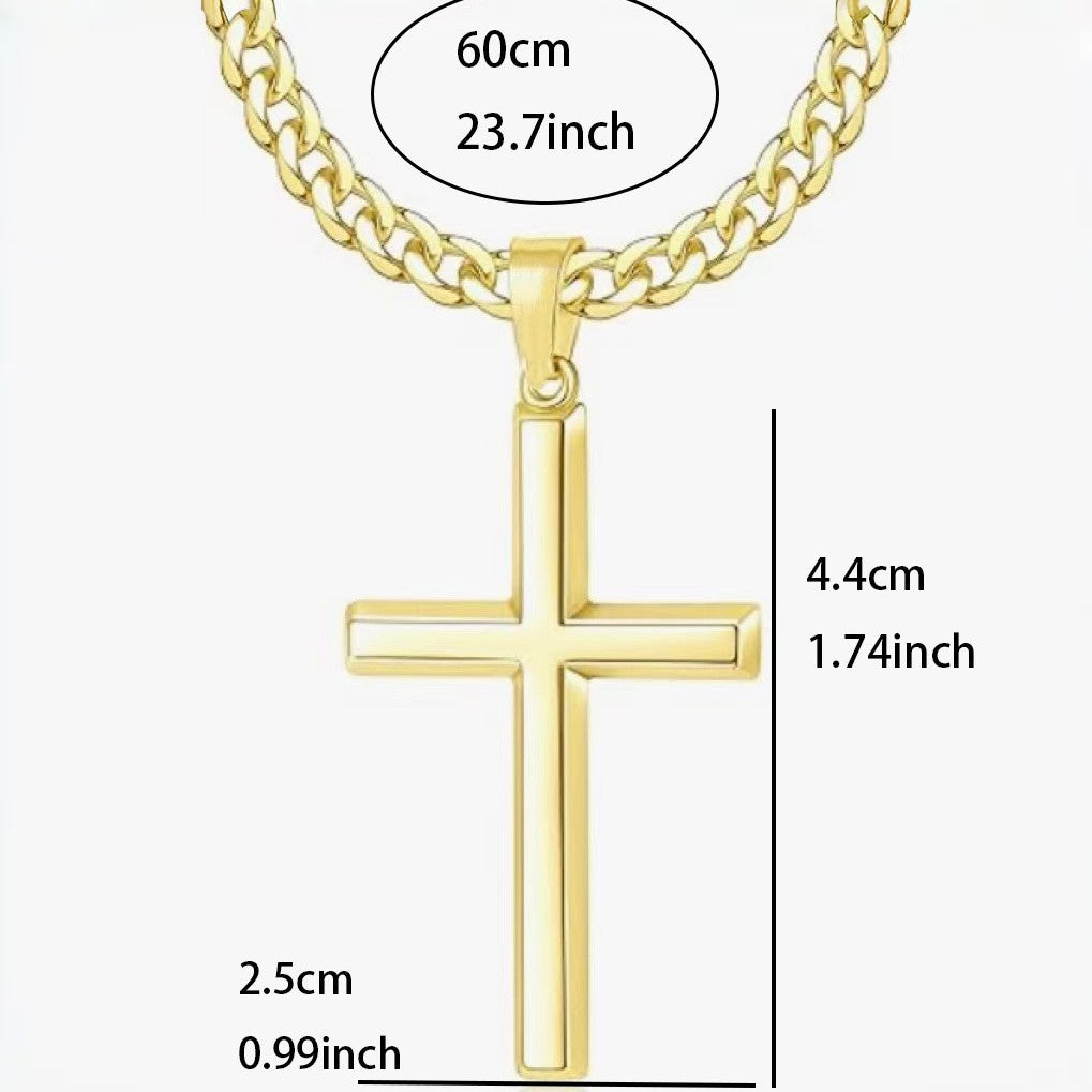 Classic Cross Pendant Stainless Steel Necklace
