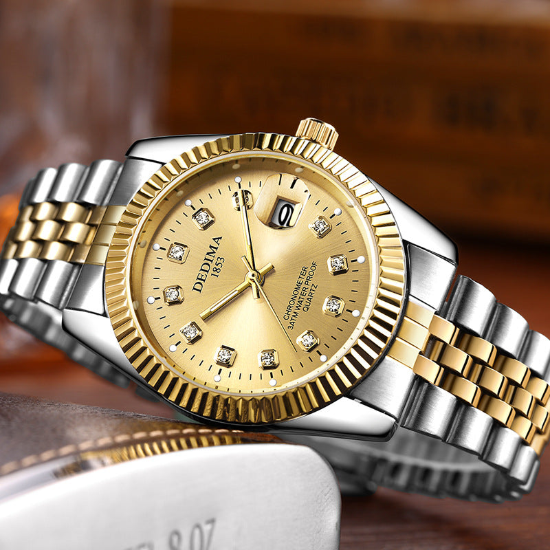 Classic Stainless Steel Quartz Watch with Calendar