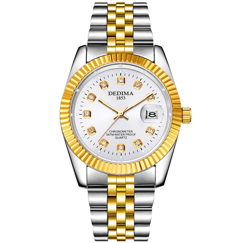 Classic Stainless Steel Quartz Watch with Calendar