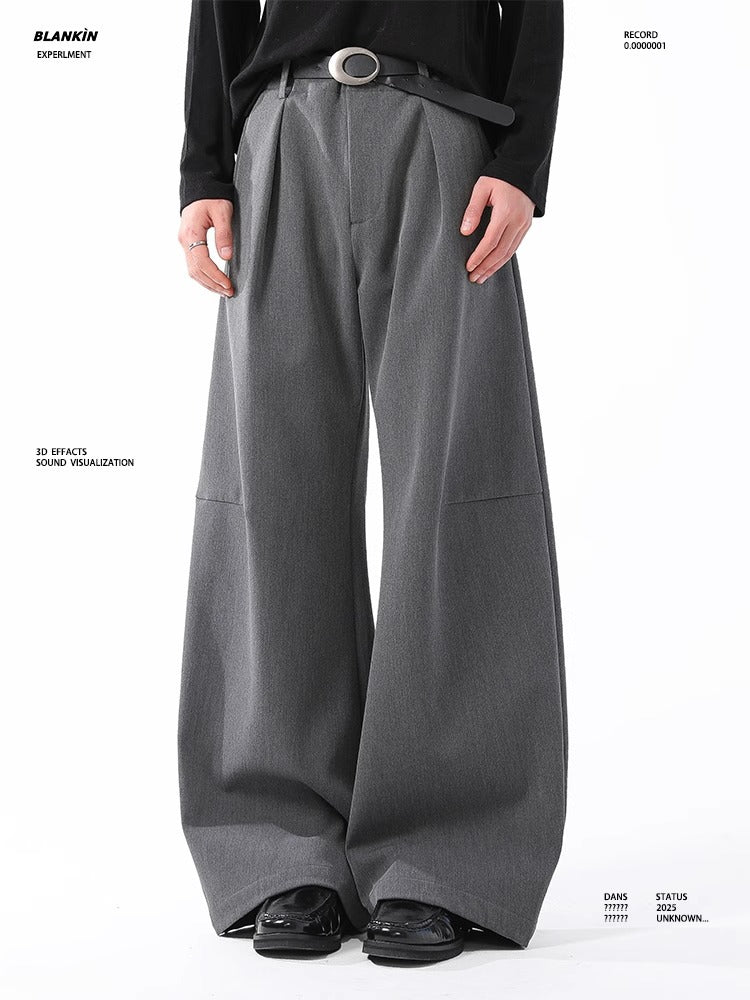 Classic Draped Wide-Leg Suit Trousers