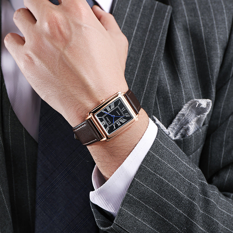 Classic Square Roman Numeral Mens Watch