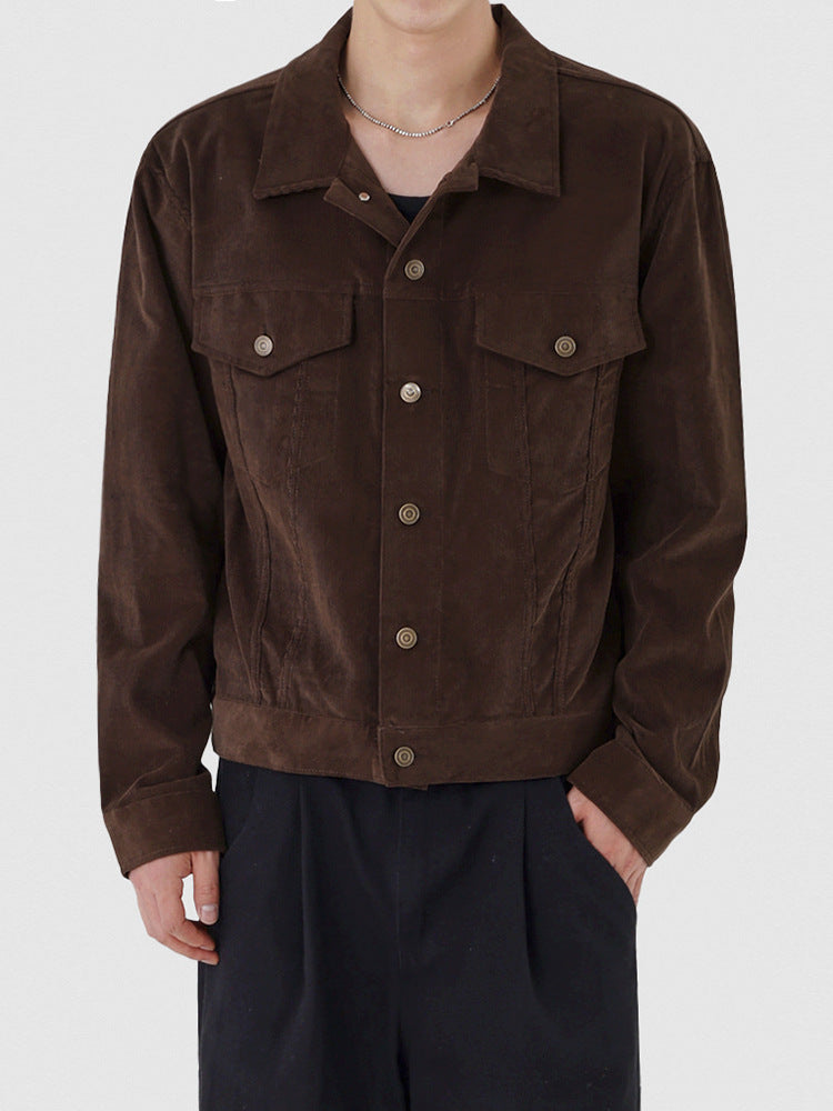 Retro Corduroy Lapel Jacket for Men