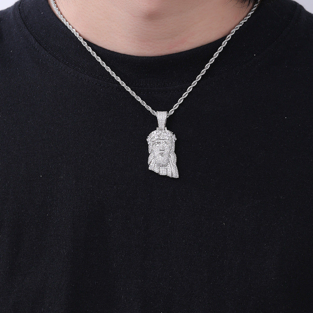 Classic Crown Portrait Copper Zircon Necklace