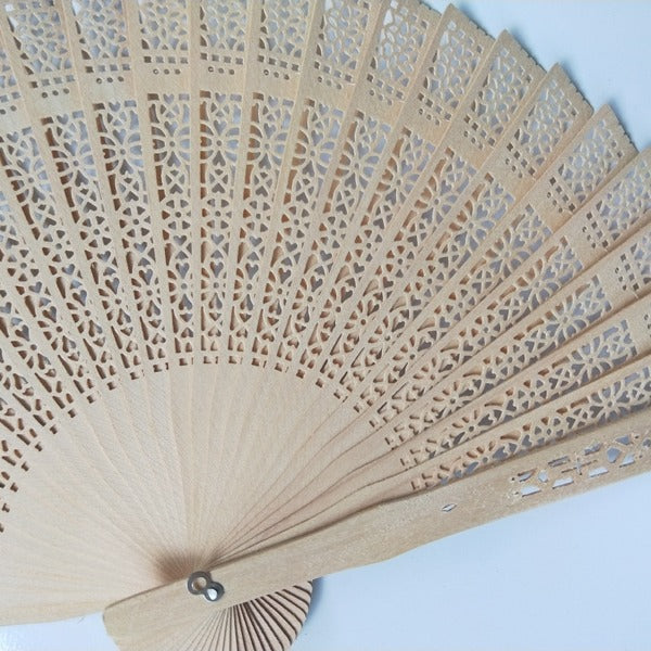 Classic Handcrafted Wooden Fan with Floral Design