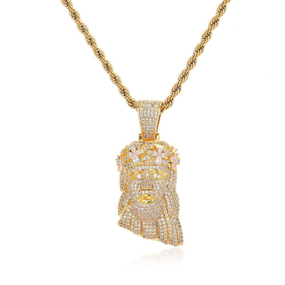 Classic Crown Portrait Copper Zircon Necklace