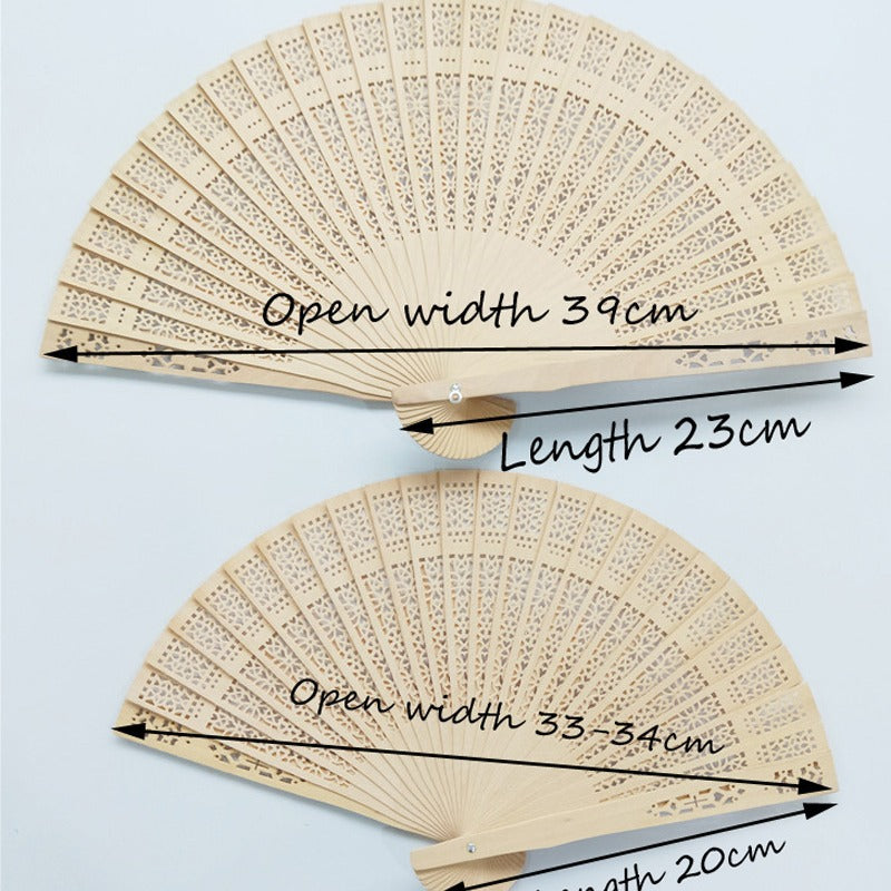 Classic Handcrafted Wooden Fan with Floral Design