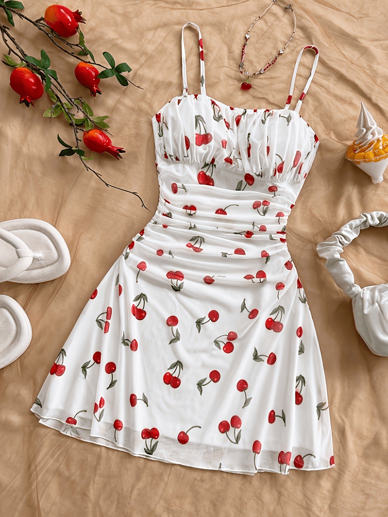 Spring/Summer New French Floral Strapless Dress with Waist-Cinching Design, Perfect for Vacations and Stylish
