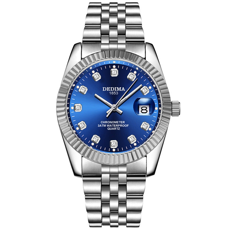 Classic Stainless Steel Quartz Watch with Calendar
