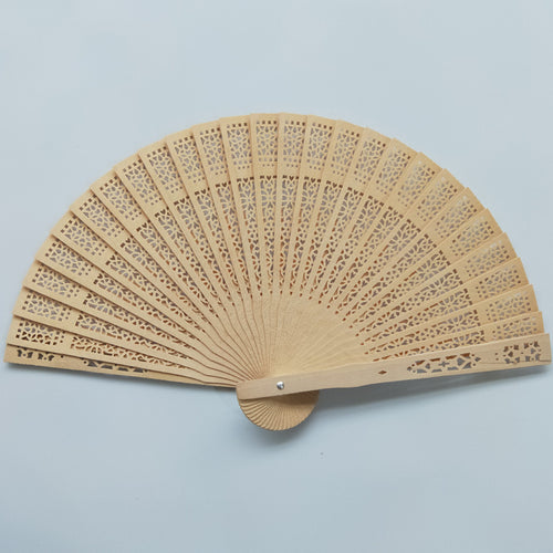Classic Handcrafted Wooden Fan with Floral Design