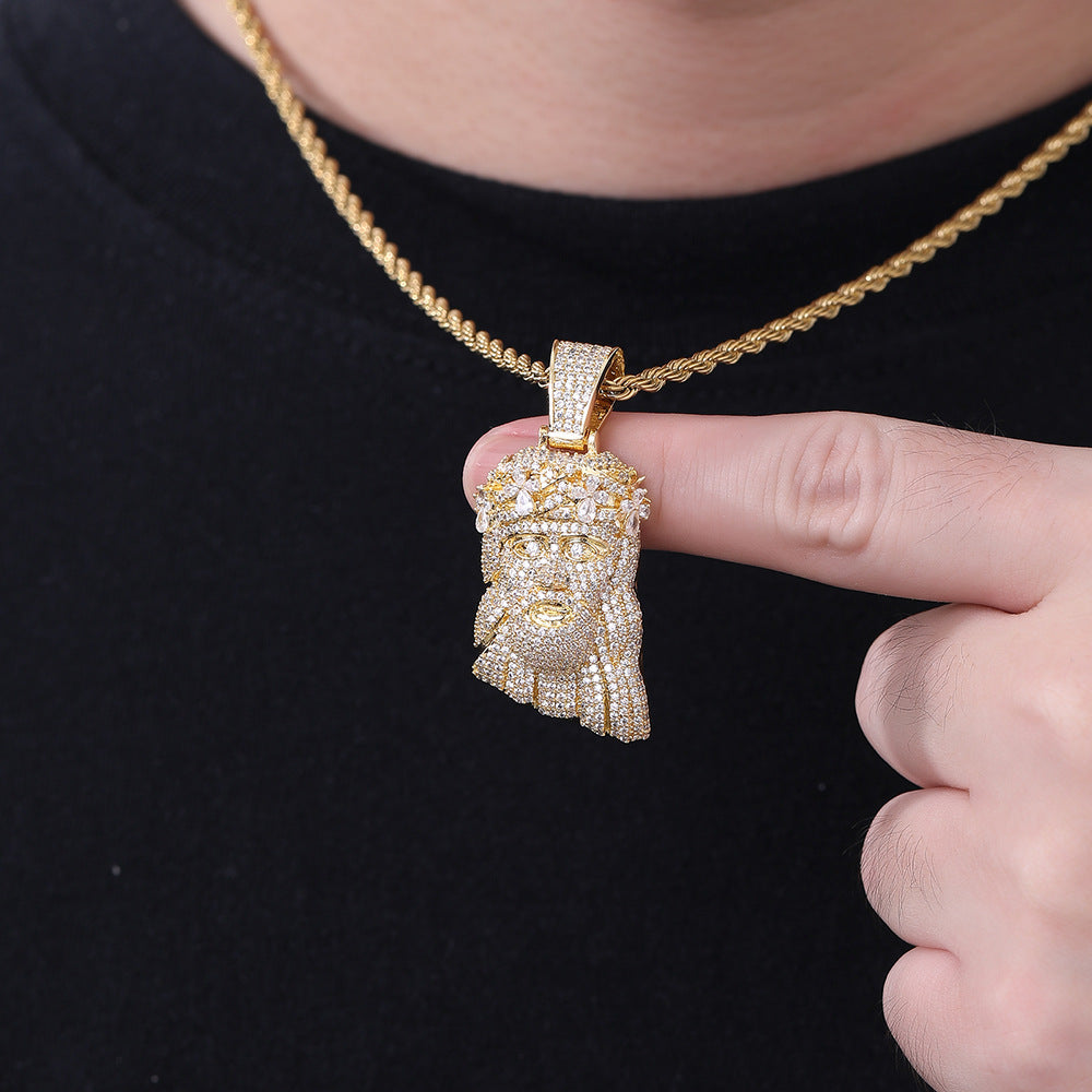 Classic Crown Portrait Copper Zircon Necklace