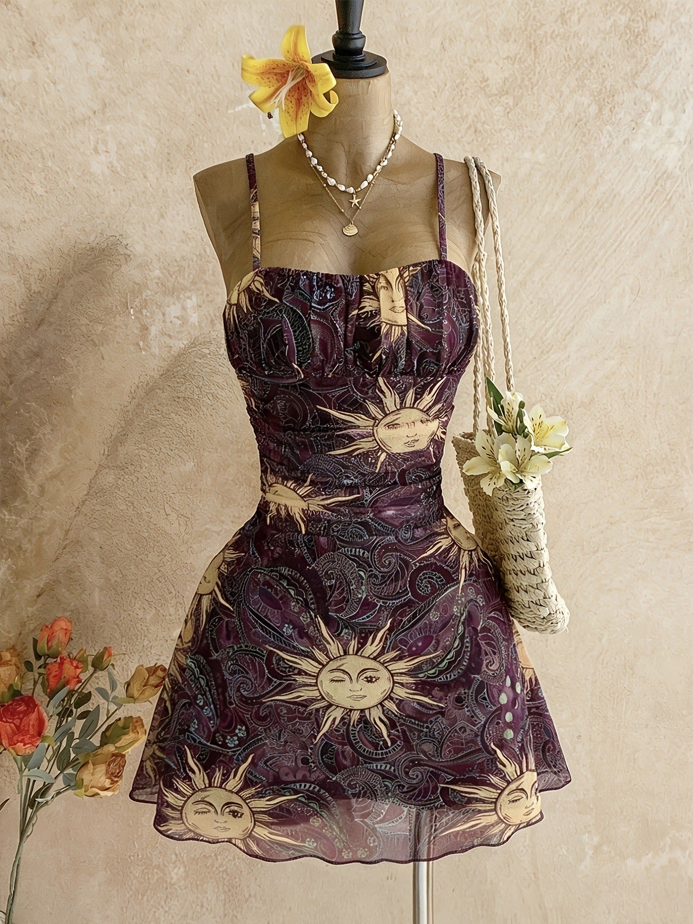 Spring/Summer New French Floral Strapless Dress with Waist-Cinching Design, Perfect for Vacations and Stylish