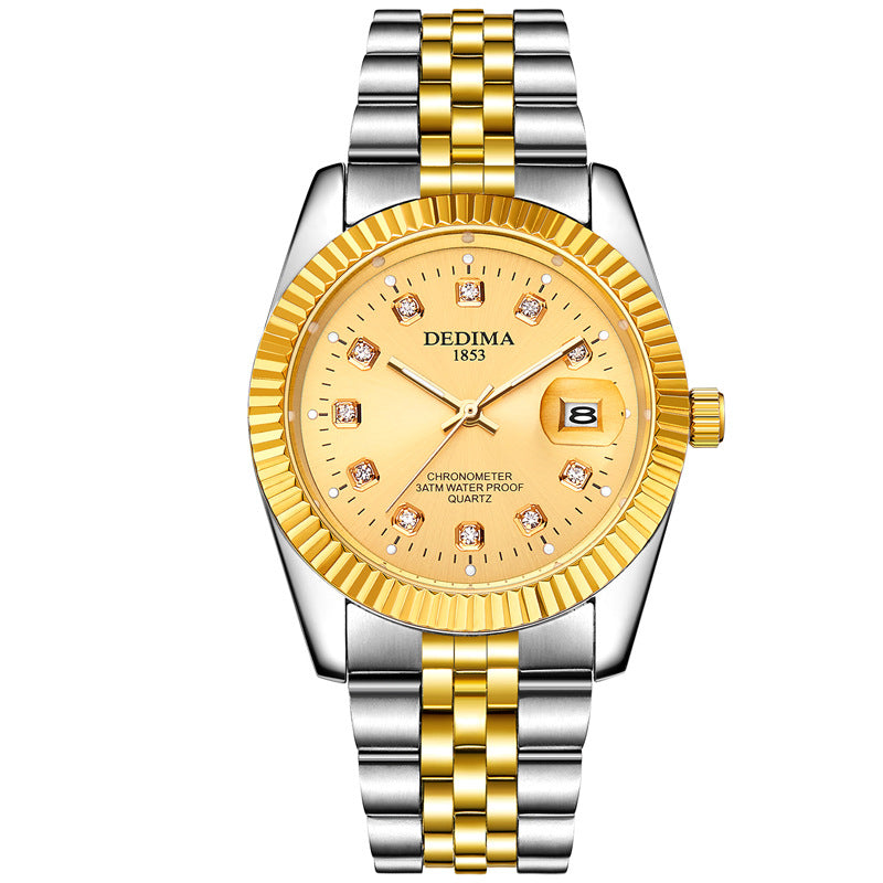 Classic Stainless Steel Quartz Watch with Calendar