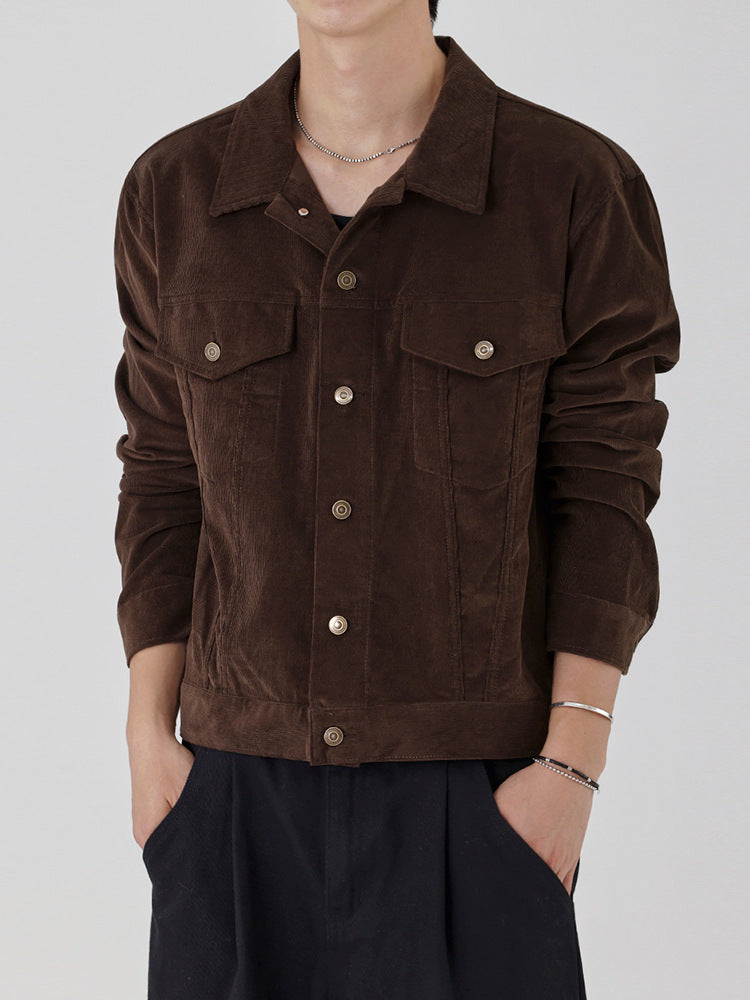 Retro Corduroy Lapel Jacket for Men