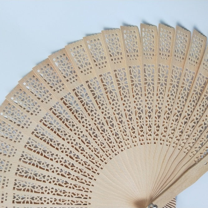 Classic Handcrafted Wooden Fan with Floral Design