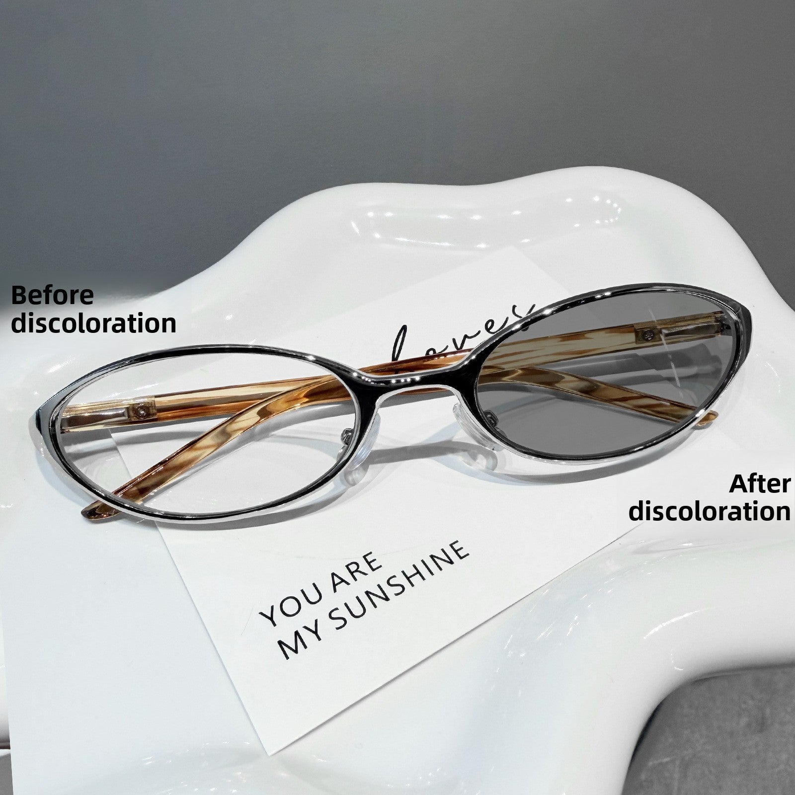 Oval Metal Frame Sunglasses with Spring Temples