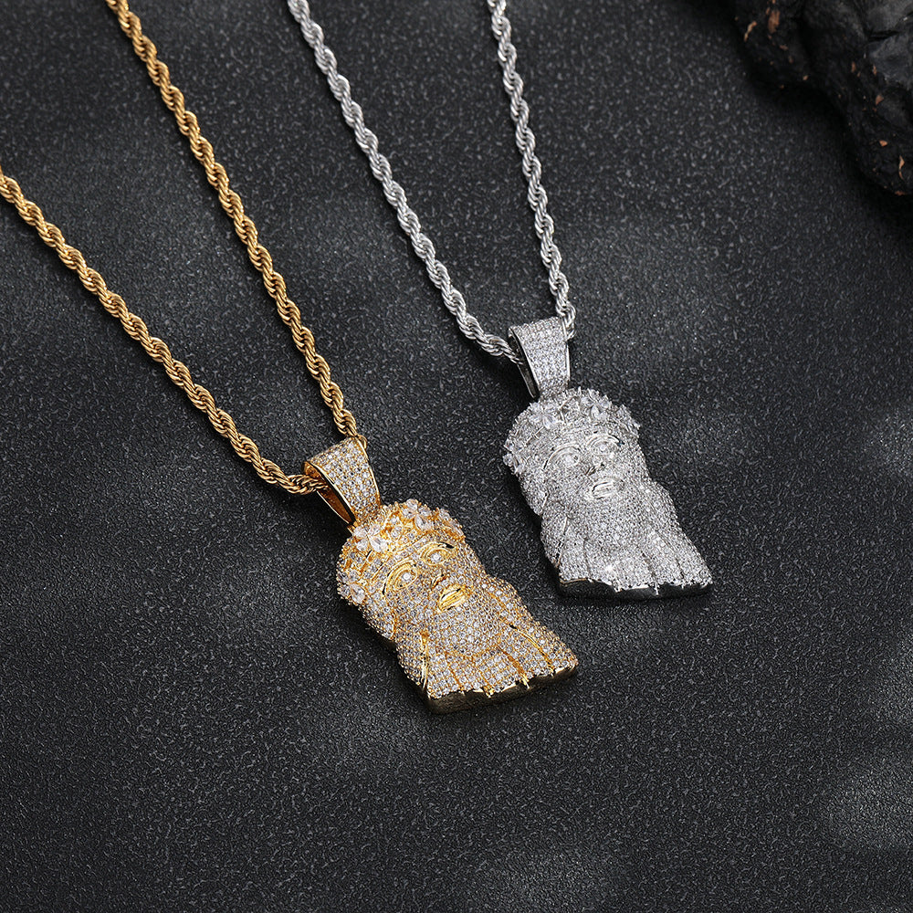 Classic Crown Portrait Copper Zircon Necklace