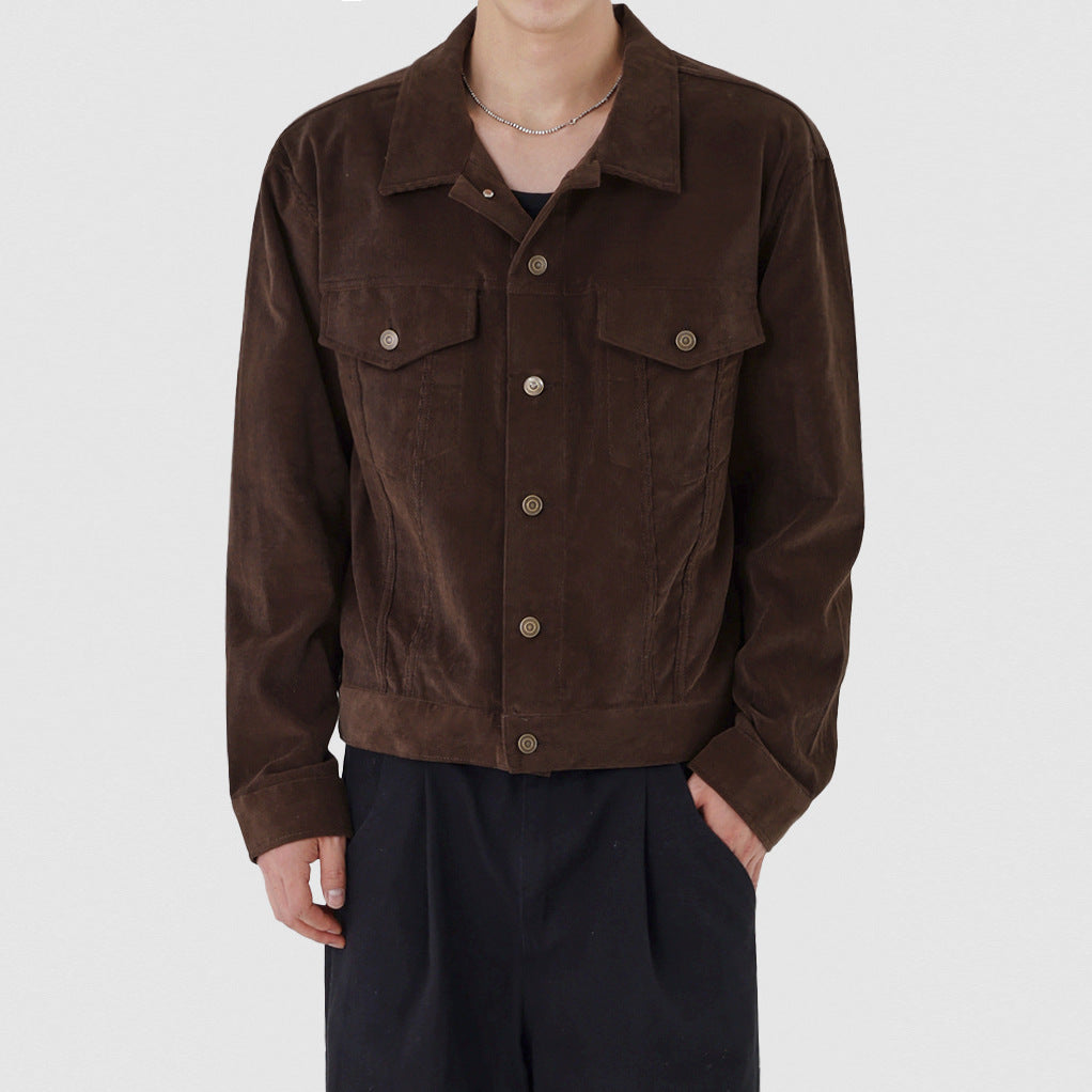 Retro Corduroy Lapel Jacket for Men