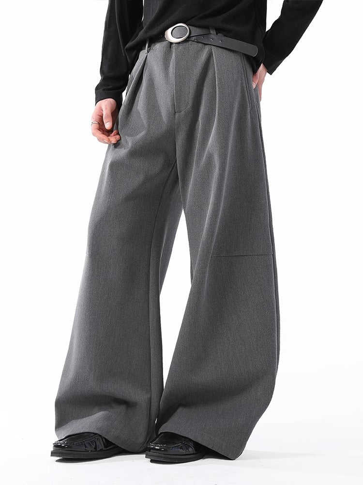 Classic Draped Wide-Leg Suit Trousers