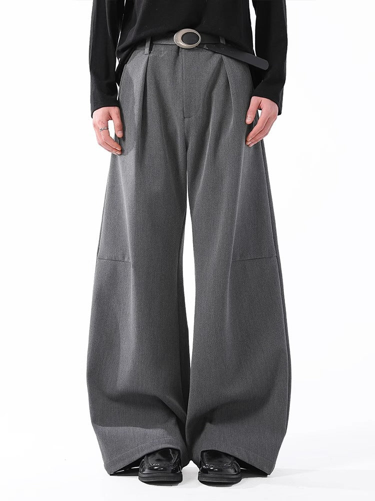 Classic Draped Wide-Leg Suit Trousers