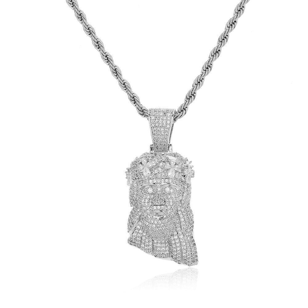 Classic Crown Portrait Copper Zircon Necklace