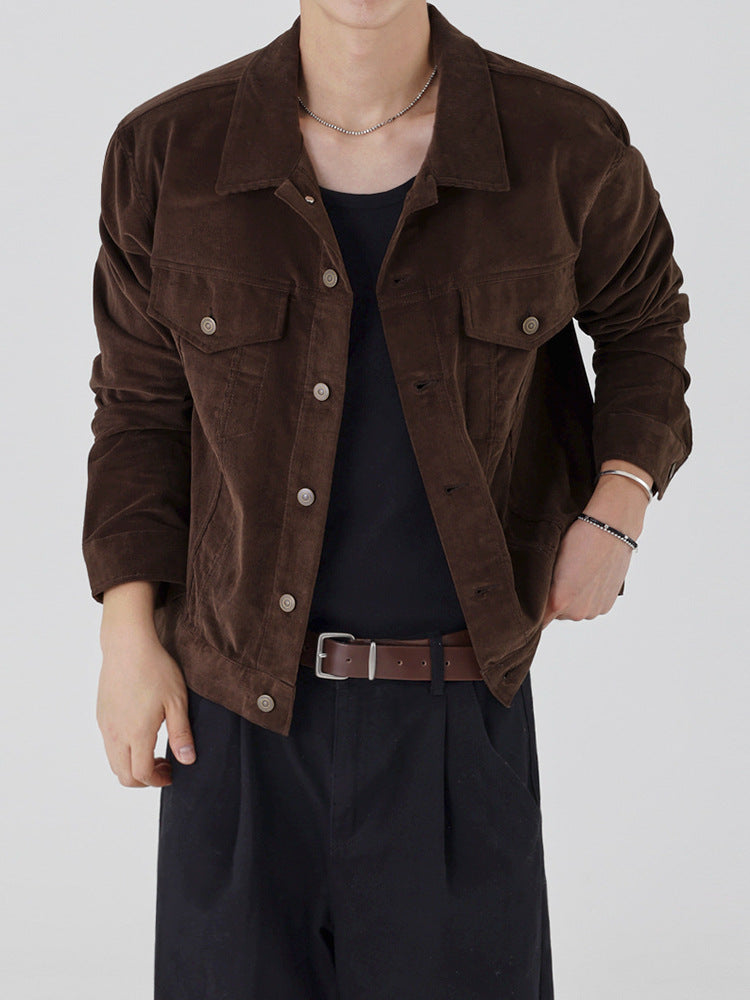 Retro Corduroy Lapel Jacket for Men